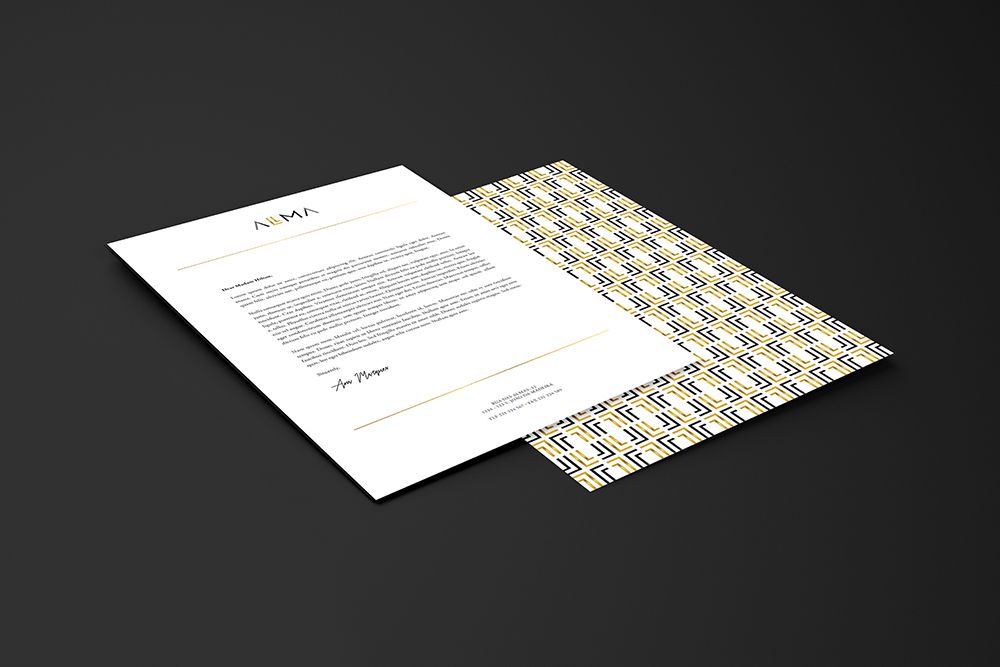 Papel de carta, frente e verso, para ALLMA.