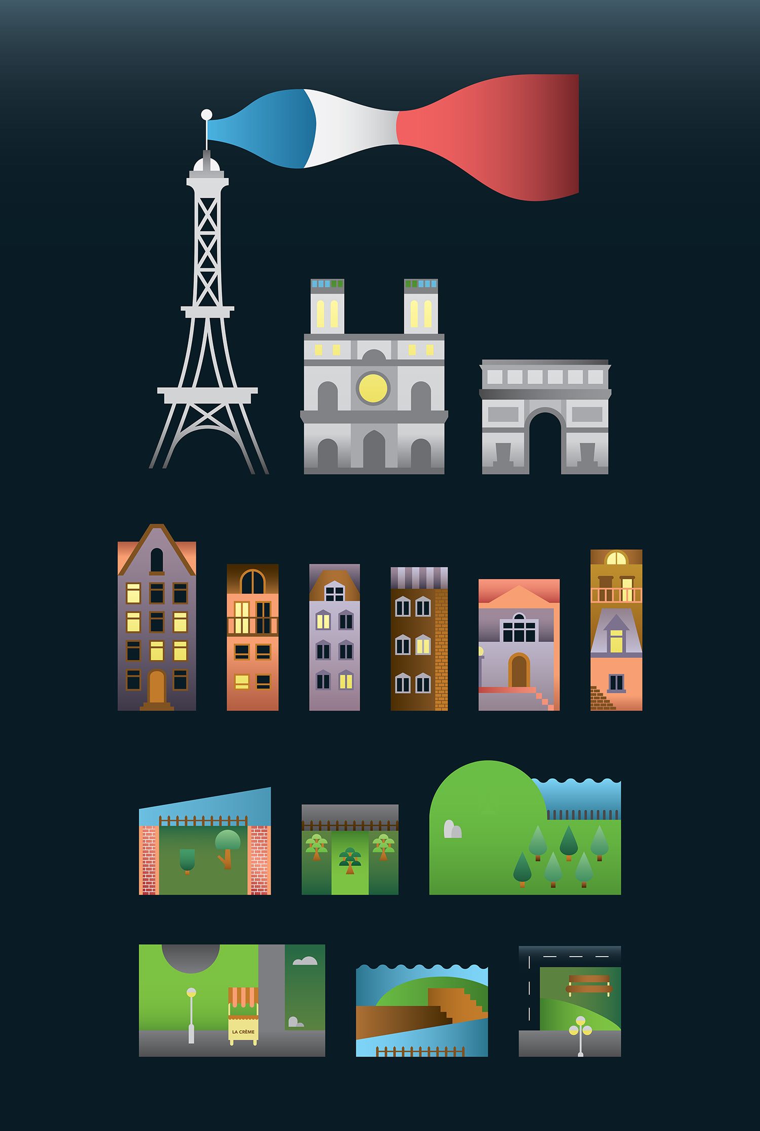 Ícones utilizados na ilustração Paris.