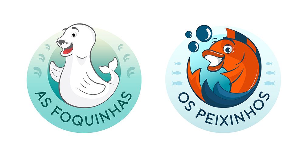 Emblemas de As Foquinhas e Os Peixinhos.